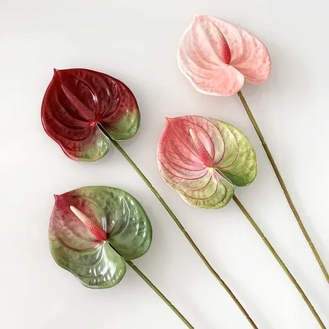 Artificial Anthurium Flower Single Branch 3D Printed Silk Flower Home Potted Plant Decor Flower Arrangement Accessories