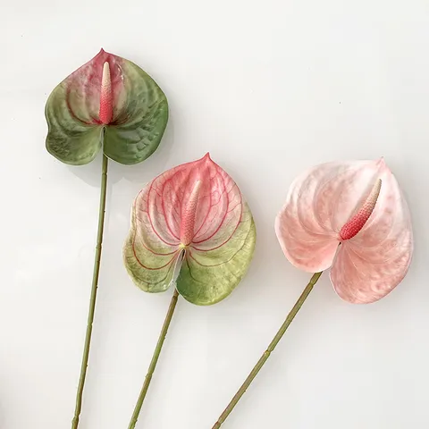 Artificial Anthurium Flower Single Branch 3D Printed Silk Flower Home Potted Plant Decor Flower Arrangement Accessories