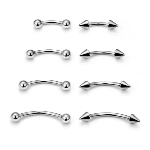 Titanium Steel Curved Barbell Eyebrow Rings Medical Grade Body Piercing Jewelry Lip Ear Stud Clavicle Nails For Unisex Punk Gift