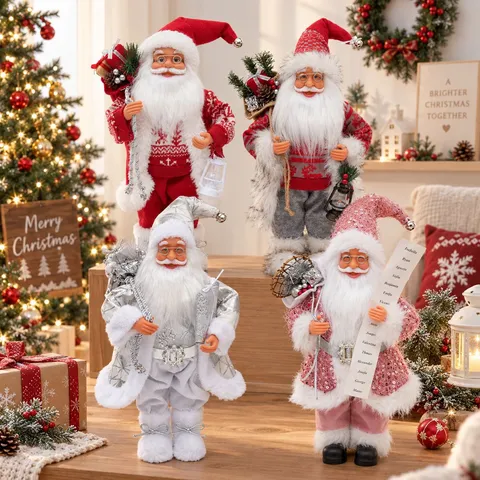 45cm Weihnachtsmann Ornament Stehende Figur Weihnachtsdekoration Festliche Party Desktop Dekor Kunststoff Weihnachtspuppe Geschenk