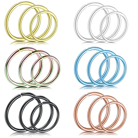 Stainless Steel Non Pierced Fake Nose Rings Hoop Geometric Electroplated Nose Studs Earring Piercing Jewelry For Unisex
