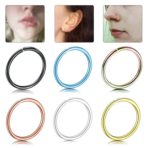 Stainless Steel Non Pierced Fake Nose Rings Hoop Geometric Electroplated Nose Studs Earring Piercing Jewelry For Unisex