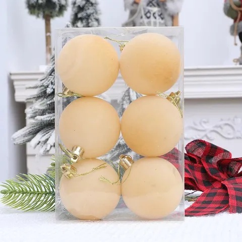 Elegant Flocked Christmas Baubles Ornament Solid Color Plastic Christmas Tree Balls For Holiday Wedding Party Decoration Home Showcase Pendant