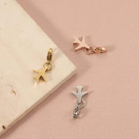 Ciondoli Aereo in Acciaio Inossidabile Pendenti Creativi per Aviazione Mini Chiusura a Moschettone Pendenti in Metallo per Bracciale Collana Fai da Te Componenti per Gioielli