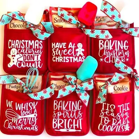 Natale Cucina Guanti Isolanti Poliestere Ispessito Presina da Pentola Cottura Festiva Cuscino Antiscottatura