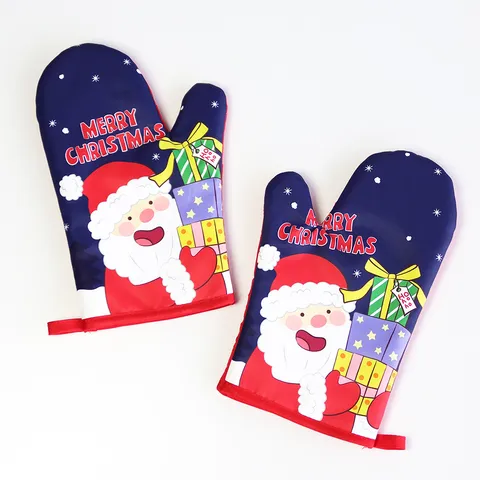 Guanti da Forno Resistenti al Calore di Babbo Natale di Natale E Presina Set di Guanti Isolanti per Cottura in Cucina