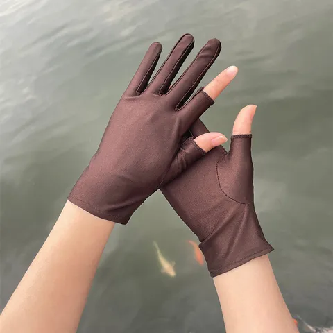 Femmes Hommes Protection Solaire Gants Demi-Doigts en Soie Glacée Fin Respirant Protection UV Extérieur Cyclisme Conduite Antidérapant Gants