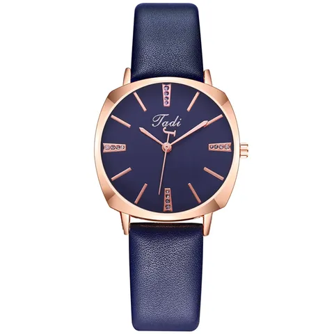 Reloj de Cuarzo para Mujer Aleación Correa de Cuero Sintético Esfera de Strass Reloj de Pulsera de Moda Minimalista Regalo Diario