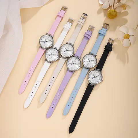 Reloj de Cuarzo Estudiantil Minimalista Mujer Moda Casual Correa de Silicona Cuero