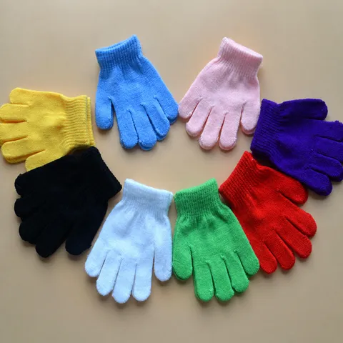 Kinderen Volwassenen Winter Warm Gebreide Handschoenen Effen Kleur Elastische Vingers Acryl Buitensport