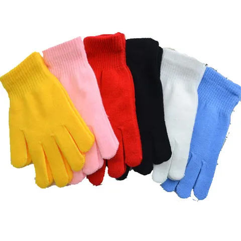 Kinderen Volwassenen Winter Warm Gebreide Handschoenen Effen Kleur Elastische Vingers Acryl Buitensport