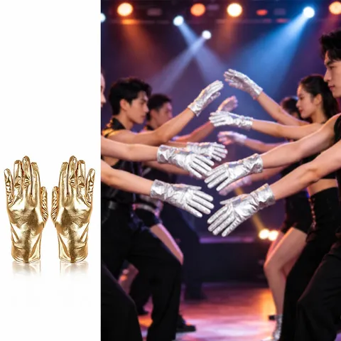 Gants Courts Unisexe en Cuir Vernis Brillant Métallique Scène Performance Danse Étiquette Fête Mode Gants