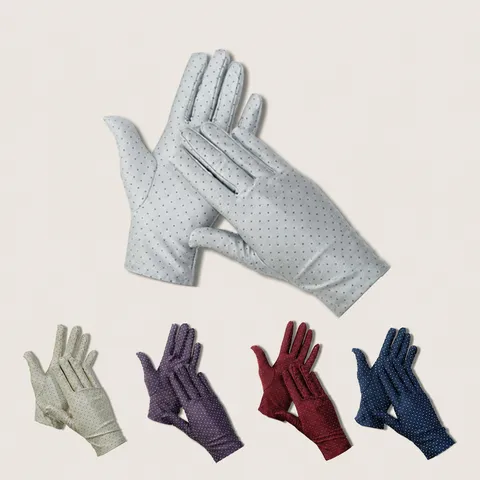 Women Sun Protection Gloves Summer Thin Spandex Elastic Touch Screen Polka Dot Driving Gloves Outdoor Handwear