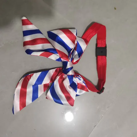 Independence Day Patriotic Pet Bowknot Collar Red White Blue Striped Dog Bowtie Neckband Adjustable Elastic Cord Cat Scarf Ornaments