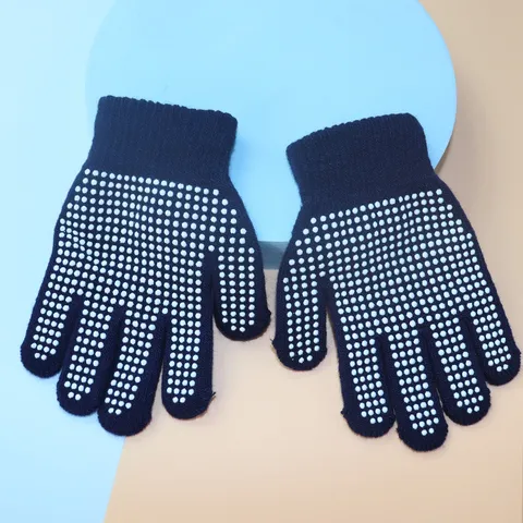 Gants Tricotés Antidérapants pour Enfants Gants de Sport Automne Hiver Chauds Acrylique Couleurunie Gants