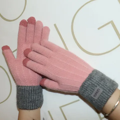 Gants Tactiles Tricotés Chauds d'Hiver Unisexe en Velours d'Alpaga Épaissis Résistants au Froid Extérieur Couple