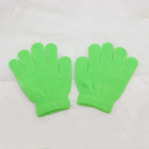 Gants Tricotés Chauds d'Hiver pour Enfants Gants Extensibles à Cinq Doigts Couleur Unie Gants de Performance pour Garçons et Filles