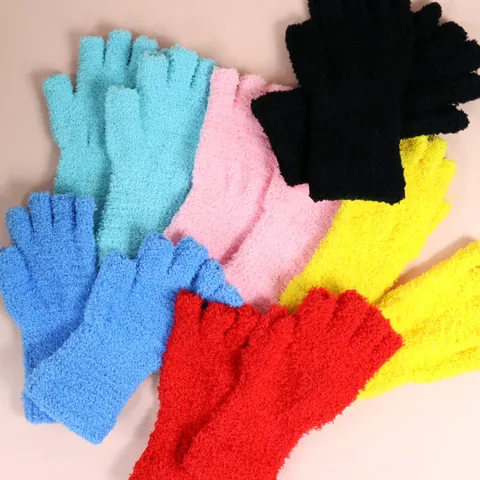 Gants Demi-Doigts Tricotés Chauds d'Hiver pour Femmes Gants Sans Doigts en Polaire Douce Couleur Unie Gants de Temps Froid Décontractés Quotidiens