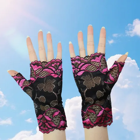 Women's Lace Half Finger Sun Protection Gloves Breathable Driving Cycling UV Protection Thin Summer Fashion Accessories