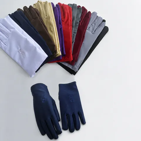 Femmes Été Mince Protection Solaire Gants Spandex Respirant Protection UV Broderie Florale Conduite Fête Étiquette Gants