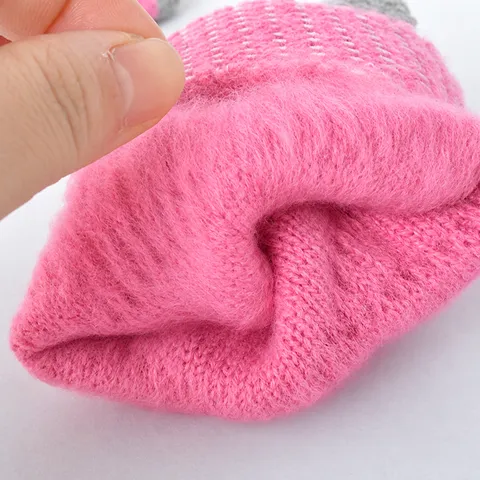 Gants Tricotés Tactiles Chauds d'Hiver pour Femmes Mignons Floraux Épais Thermiques à Cinq Doigts Pour Cyclisme Quotidien