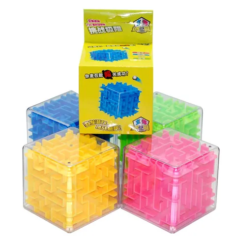 Enfants 3D Labyrinth Cube Puzzle Jouet Plastique Transparent Casse-Tête Éducatif Jeu De Bureau Boîte De Couleur Cadeau
