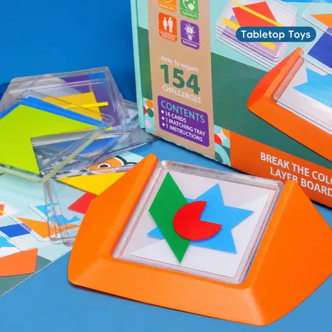 Jeu de Réflexion Puzzle de Couleur pour Enfants Forme Géométrique Transparente Superposition Jouet Éducatif Jeu de Table