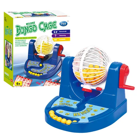 Ensemble de Jeu Bingo pour Enfants Machine de Loterie Interactive Familiale Jouet de Table Éducatif avec Chiffres Boules et Cartes