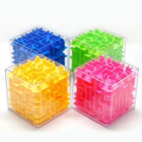 Enfants 3D Labyrinth Cube Puzzle Jouet Plastique Transparent Casse-Tête Éducatif Jeu De Bureau Boîte De Couleur Cadeau