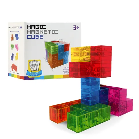 Bloques de Construcción Magnéticos Transparentes para Niños Cubo Mágico Rompecabezas Juguete Educativo