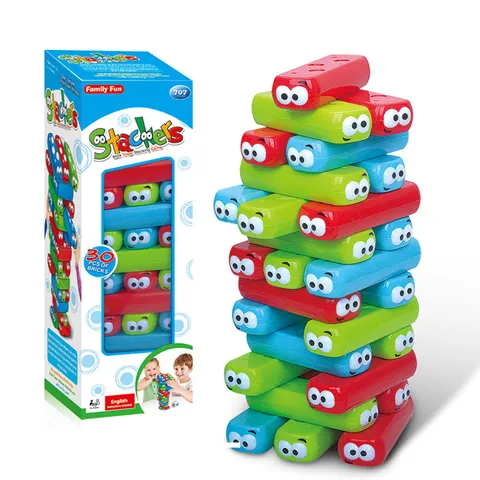 Jeu d'Empilement pour Enfants Blocs de Construction Jouet Interactif Mignon Expression de Bug Plastique Jeu de Table Fête