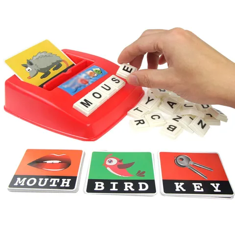 Machine d'Apprentissage d'Anglais pour Enfants Puzzle d'Orthographe de Mots Jeu Éducatif de Bureau Jouet Interactif en Plastique