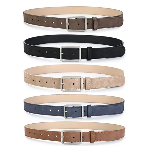 Cintura Casual in Pelle Sintetica da Donna Fibbia ad Ardiglione Quadrata Retrò Cintura per Jeans Accessorio di Moda