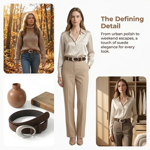 Women's Vintage Oval Metal Buckle Faux Leather Belt Casual Leopard Solid Color Fashion Jeans Waist Belt Accessory