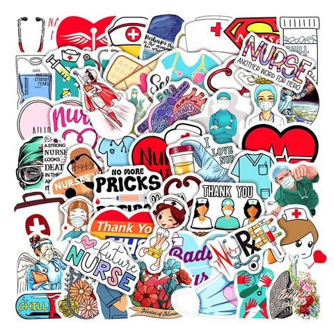 Autocollants De Graffiti Imperméables Thème D'infirmière PVC Decals Pour Ordinateur Portable Bouteille D'eau Bagages Voiture Skateboard Casque