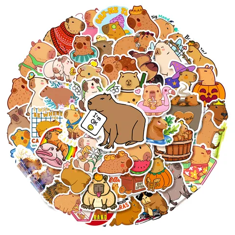 Jolis Autocollants Imperméables De Graffiti De Dessin Animé De Capybara Pour Valise Ordinateur Portable Coque De Téléphone Art Décoratif
