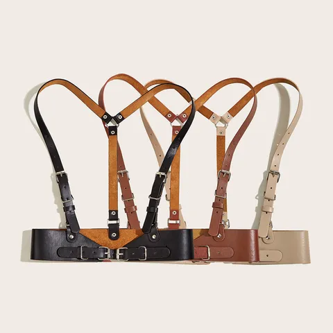 Cintura Imbracatura in Pelle Punk da Donna Sigillo in Vita Rivetto Regolabile Cinturino per il Corpo Accessori Moda Streetwear Gotico