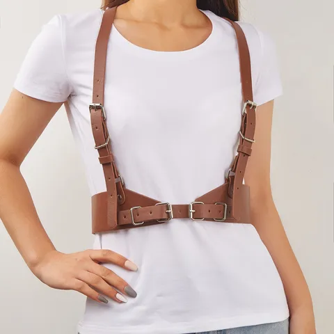 Cintura Imbracatura in Pelle Punk da Donna Sigillo in Vita Rivetto Regolabile Cinturino per il Corpo Accessori Moda Streetwear Gotico