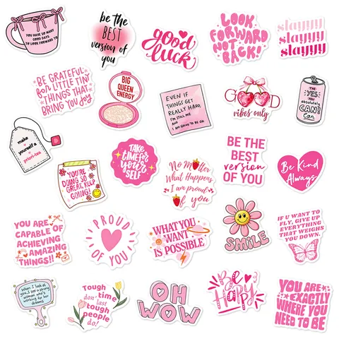 Autocollants De Citations Anglaises Inspirantes Roses DécalcomANIES PVC Étanches Pour Bouteille D'Eau Coque De Téléphone Journal DIY