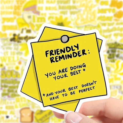 Autocollants Imperméables Jaunes Frais de Dessin Animé Autocollants de Citations Inspirantes Pour Ordinateur Portable Coque De Téléphone Bouteille D'eau Bagages