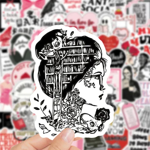 Autocollants De Graffiti Romantiques De Lecture Rose Autocollants En Vinyle Imperméables Pour Ordinateur Portable Bouteille D'Eau