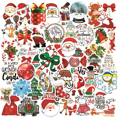 Autocollants de Graffiti de Thème de Père Noël de Noël Autocollants en Vinyle Imperméables Pour Casque Ordinateur Bouteille d'Eau Ordinateur Portable
