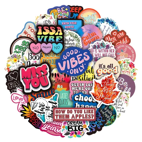 Autocollants De Graffiti De Citations Anglaises Inspirantes Autocollants En Vinyle Imperméables Pour Casque Ordinateur Portable Bouteille D'eau