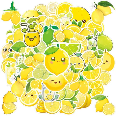 Autocollants Citron d'Été Imperméables PVC Cartoon Fruit Décalcomanies Pour DIY Téléphone Ordinateur Valise Bouteille Décoration