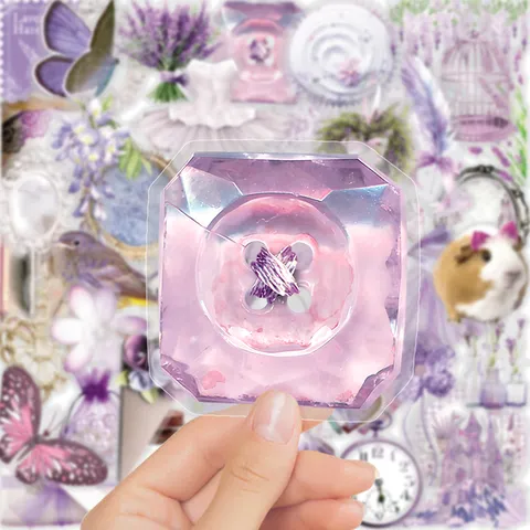 Ins Style Violet Artistique Imperméable PET Autocollants Ensemble Pour Bagages Bouteille D'Eau Et Coque De Téléphone Décoratif