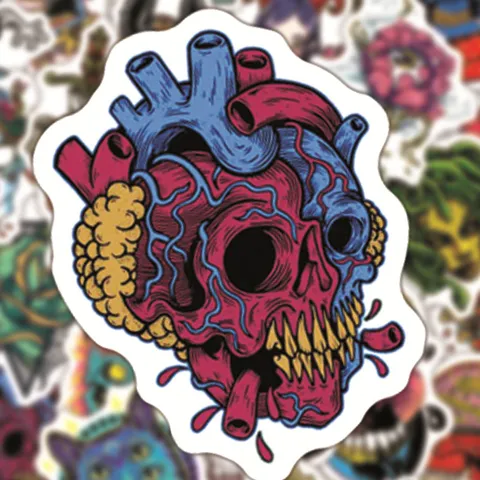 Autocollants de Graffiti de Crâne d'Horreur Imperméables En Vinyle Pour Skateboard Ordinateur Bouteille Casque
