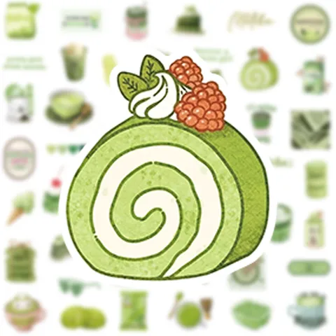 Adhésifs Mignons Fille Matcha Imperméables Esthétiques Dessins Animés Verts Pour Ordinateur Valise Skateboard