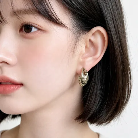 Luxury Coffee Gold Copper Earrings For Women Geometric Waterdrop Shell C-Shaped Butterfly Earrings Light Luxury Fashion Jewelry For Office Daily Wear