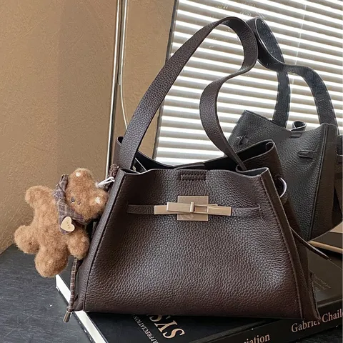 Niche Design Women PU Leather Shoulder Crossbody Bag Litchi Texture Classic Lock Fashion Casual Square Messenger Bag For Ladies