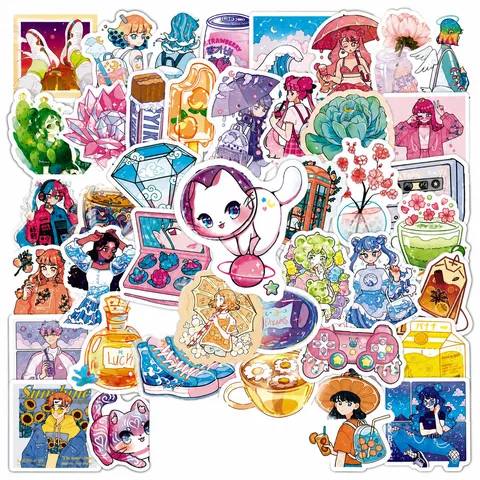 Autocollants Graffiti Violet Cristal PVC Imperméable DécalcomANIES Mignon Style Cartoon Paquet d'Autocollants pour Ordinateur Portable Bouteille d'Eau Vélo